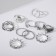 Ring set 10 pieces "Crown", size mix, color silver