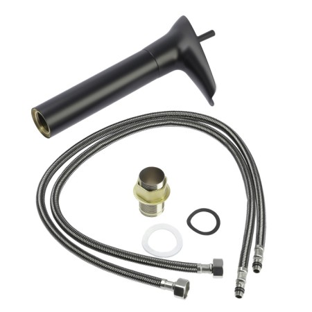 Mixer for the zein shell Retro high cascading spout, without eyeliner, brass, black color-1