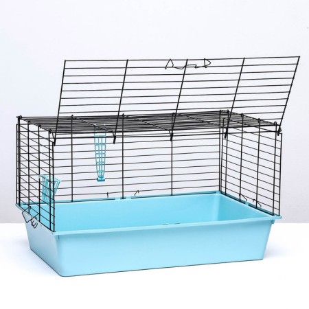 A cell for rabbits, guinea pigs "Pigger" No. 4 folding, 80 x 50 x 47 cm, turquoise-5
