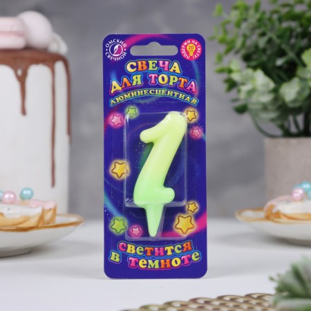 Candle for the cake number "Luminescent", 5.5 cm, number "1"-2