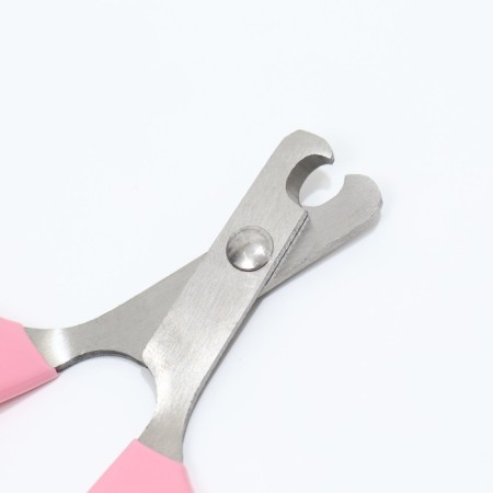 Coglit scissors curved with rubberized handles, a hole of 6 mm, pink-1