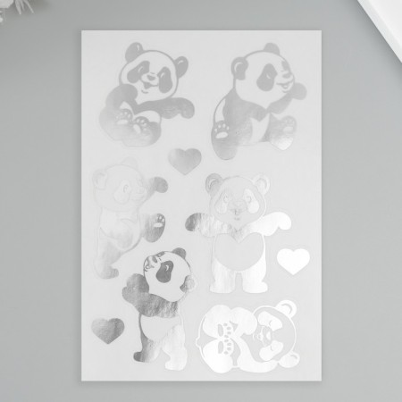 Stickers (stickers) "Panda" 10x15 cm, color silver, 5-324