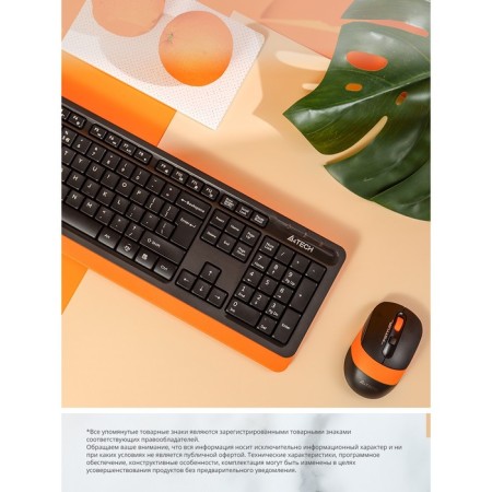 Keyboard + Mouse A4Tech FSTYLER FG1010 CLAV: Black/Orange Mouse: Black/Orange USB Besp 10046-5