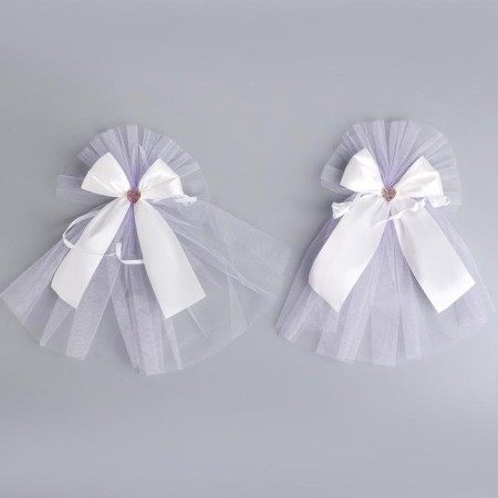 A set of bows for mirrors from tulle, 2 pcs, lilac-3