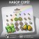 Set of earrings 12 pairs "Yummy" dinosaurus and avocado, colored in gold