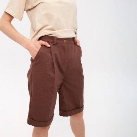 Shorts Women Bermuda Minaku: Enjoy, Chocolate Color, Rr. 46-4