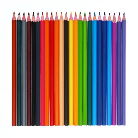 Pencils 24 colors Calligrata, economical, sharpened, hexagonal, plastic, pencil case and 3 blackographic pencils with an eraser as a gift, mix-7