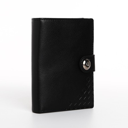 Male purse on Magnet, 3 in 1, for bills, auto documents and passports, black color