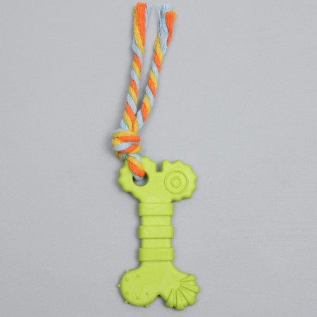 Chewing toy with a rope "bone with a tail", green-1
