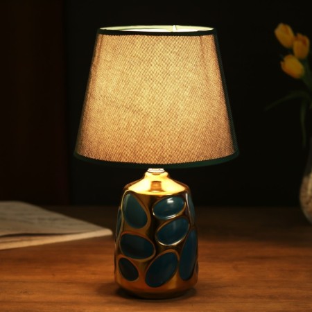 Lamp table ceramics "Bubbles" dark green with gold E14 40W 33x20x20 cm-1