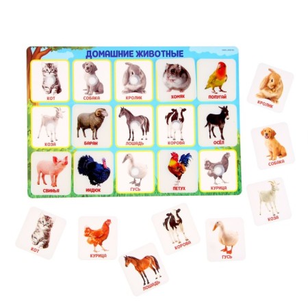 Developing Velcro game "Farm animals", according to the method of G. Doman-4