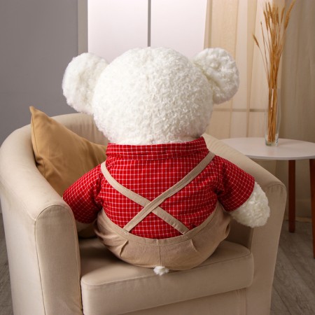 Soft toy "Bear", in a red shirt, 100 cm, white color-3
