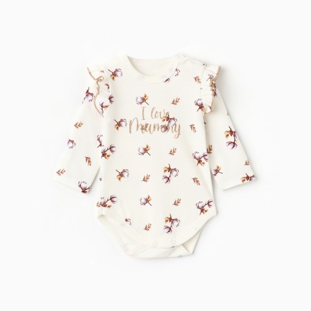 Body baby with long sleeve, white color, height 80