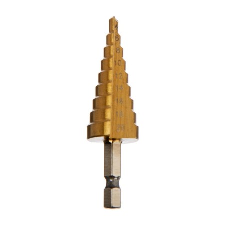 Drill step tundra, HSS, tin, hexagonal shank, 4 - 20 mm-2
