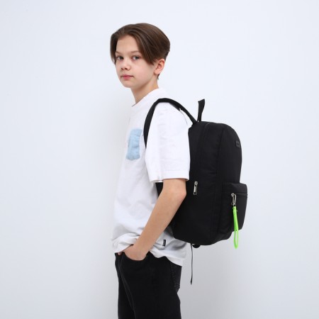 School textile backpack with a lobe of a sling, 38x29x11 cm, black-9