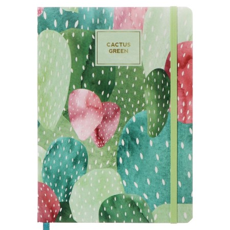 Notepad A5 96 sheets in a cage, cactus, solid cover, matte lamination, software, selective varnish, elastic band, liesse, block 70 g/m2