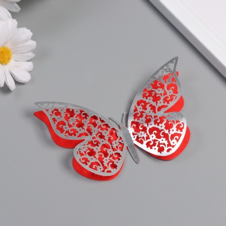 Stick paper, plastic "Flower butterflies" sparkles Color set 12 pcs 12 cm, 10 cm 8 cm 1052425-1