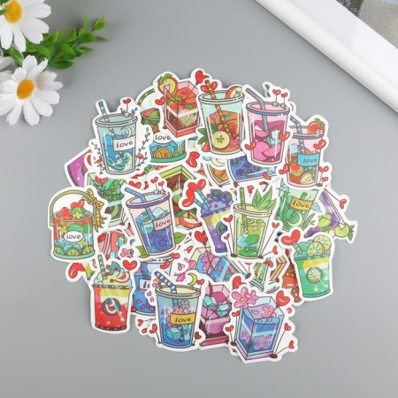 Stickers Plastic "Flowers of Love" set 60 pcs 10x12 cm