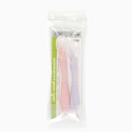 A set of spoons for feeding silicone "cute beasts", from 5 months, 2 pcs., Pink color + purple-4
