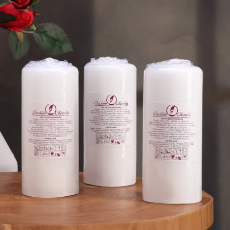 Candle cylinder, 5x11.5 cm, set 3 pcs, white-3