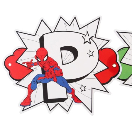 Girland on groves with a poster "Happy Birthday", length 304 cm, spider-man-3