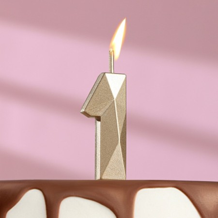 Candle in the cake on the skewer "Almaz", the number "1", champagne, 4.8x2.6 cm