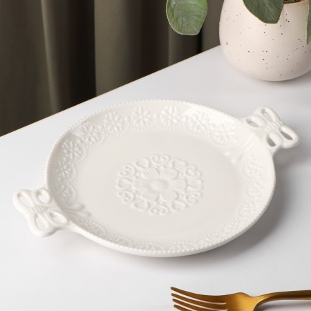 Ceramic Ceramic dish, 23 × 18 cm, white color-1