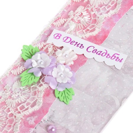 Envenue for money "On the wedding day!" handmade, lace, 16x8 cm-4