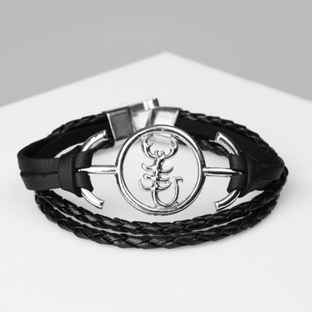 Male Bracelet “Attack” Scorpio, black color with silver, 20.5 cm
