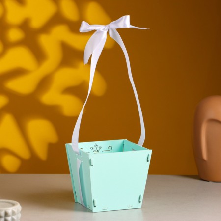 Wooden Kashpo "The Best Mom" ​​(12*12*10.5) Tiffany pastel-white-1
