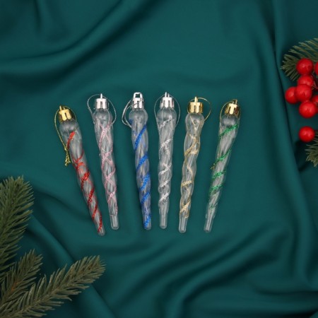 Jewelry "Cosmin icicle" (set 6 pcs) 11.5x1 cm, transparent mix
