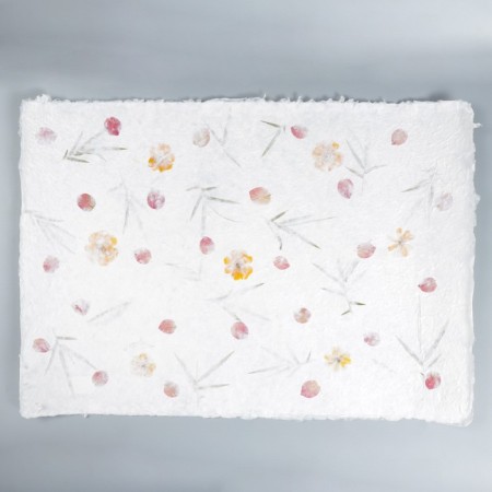 Handmade paper with flowers and herbs "Palma and Orange Flowers" 55x80 cm