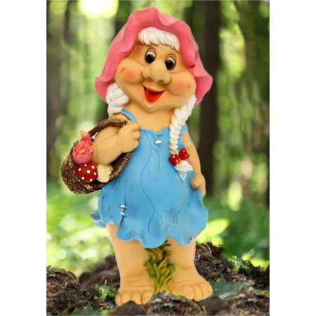 Garden figure "Girl Gnome with a basket" 26x18x52 cm-7