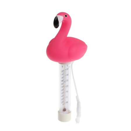 The thermometer is floating, for the pool, flamingos,