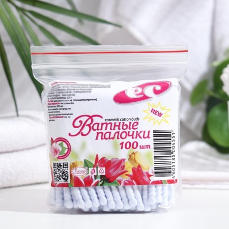 Cosmetic cotton wools with a spiral wagon of 100 pcs p/e package, mix-2