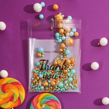 BOPP package with sticky tape, "Thank you", 10*10+3cm-2