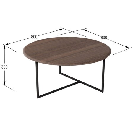Majore coffee table, 800x800x390, acacia/black-1