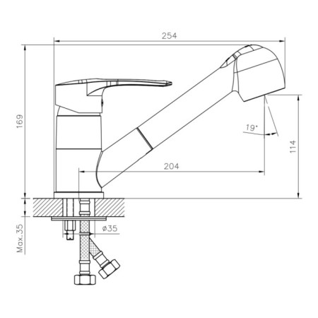 Decoroom DR70023 kitchen mixer, single -leaf, spout length 204 mm, chrome-1