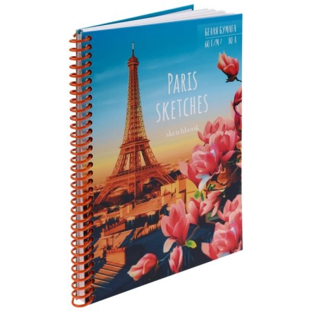 A5 sketchbook, 80 sheets on the crest "Paris", solid cover, matte lamination, linen, block 60 g/m2-1