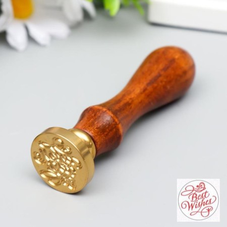 Printing for wax with a wooden handle "Best Wishes" 9x2.5x2.5 cm