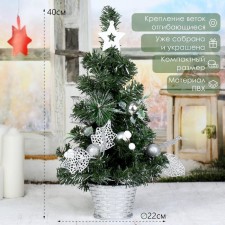 Christmas tree decor 40*22 cm flowers, balls silver
