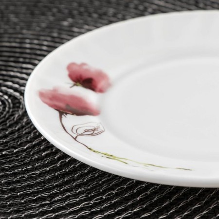 Plate Pirolian share "Tender poppies", d = 15 cm, glass ceramic, white color-1