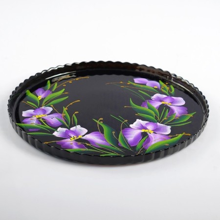 Tray "Iris on the black" art painting 28 cm-3