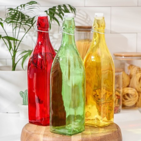Glass bottle for sauce and butter with a gigbox “Gallery”, 1 l, 8 × 30.5 cm, color mix-2