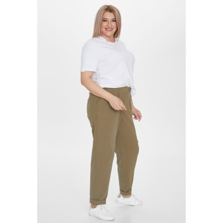 Female trousers, size 58, green color-2