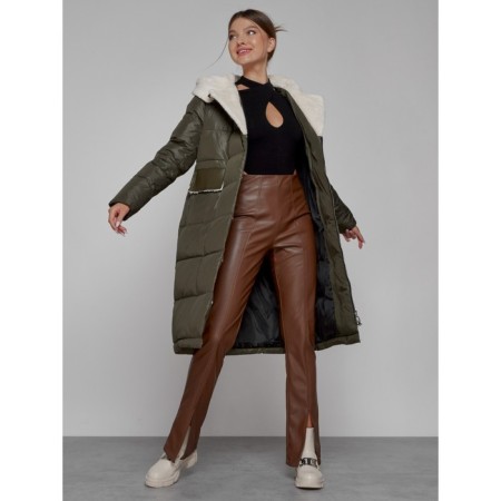 Coat insulated winter female, size 42, khaki color-11