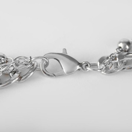 Necklace "chain" thread with beads, color silver, 50 cm-1