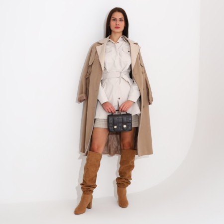 Women's bag on the valve, the color is dark brown-7