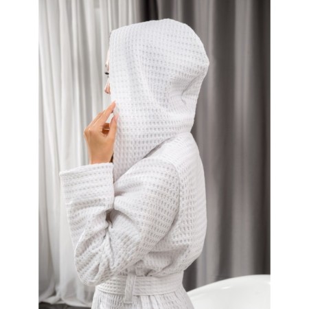 Women's waffle bathrobe Pandahug Ornella, size 44-46, white color-2