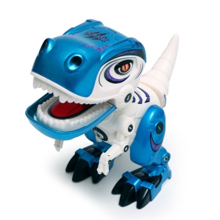 The robot dinosaur "Dinobot" IQ Bot, interactive: reacts to touch, sound, light, metal, on batteries, white-3
